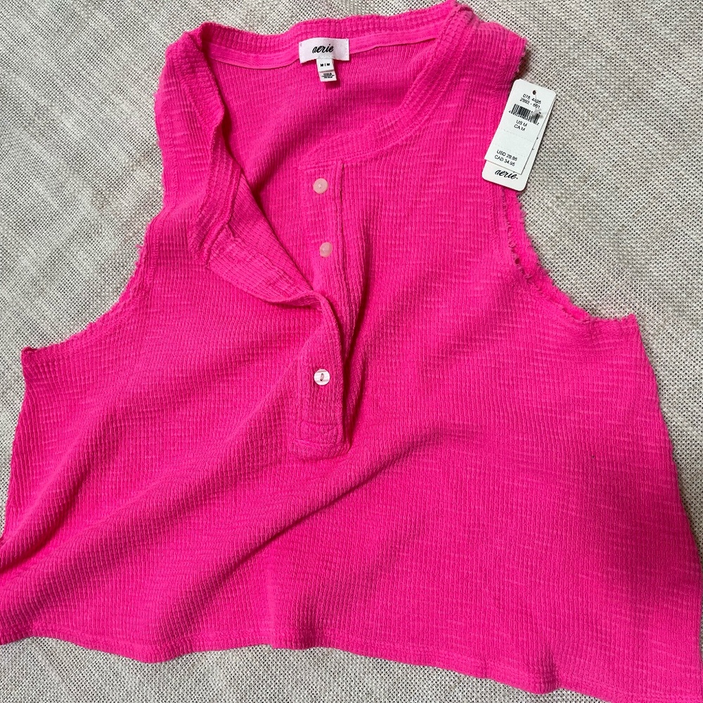 Aerie Waffle Tank Top New With Tags NWT Size M